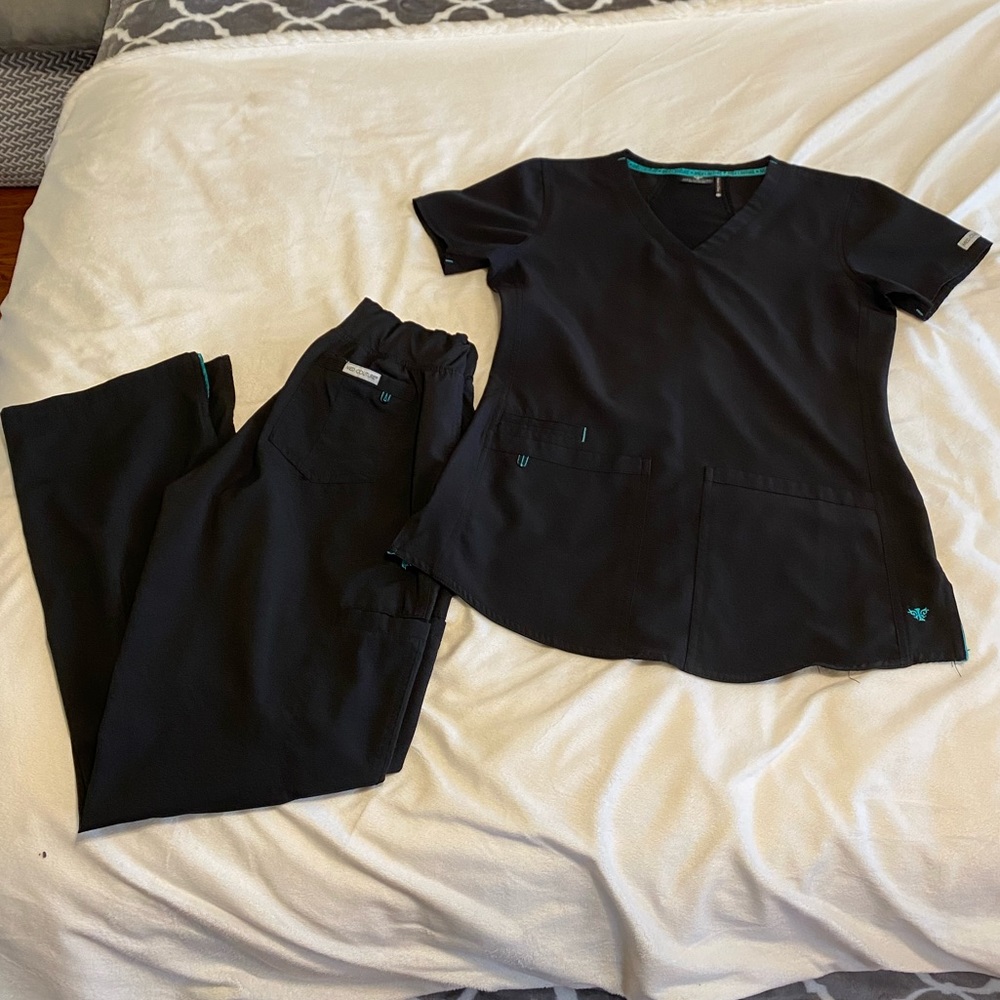 Black Scrub Top & Pants Set